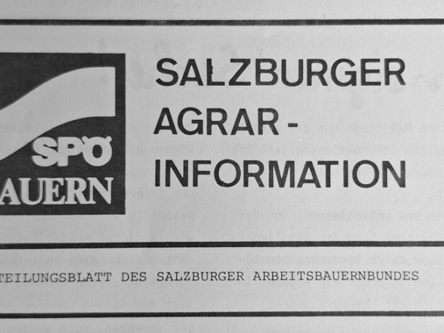Mitteilungsblatt des "Salzburger Arbeitsbauernbundes", Anfang der 1980er Jahre